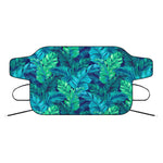 Turquoise Tropical Leaf Pattern Print Car Windshield Snow Cover