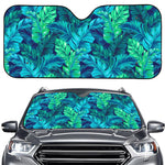 Turquoise Tropical Leaf Pattern Print Car Windshield Sun Shade