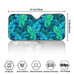 Turquoise Tropical Leaf Pattern Print Car Windshield Sun Shade