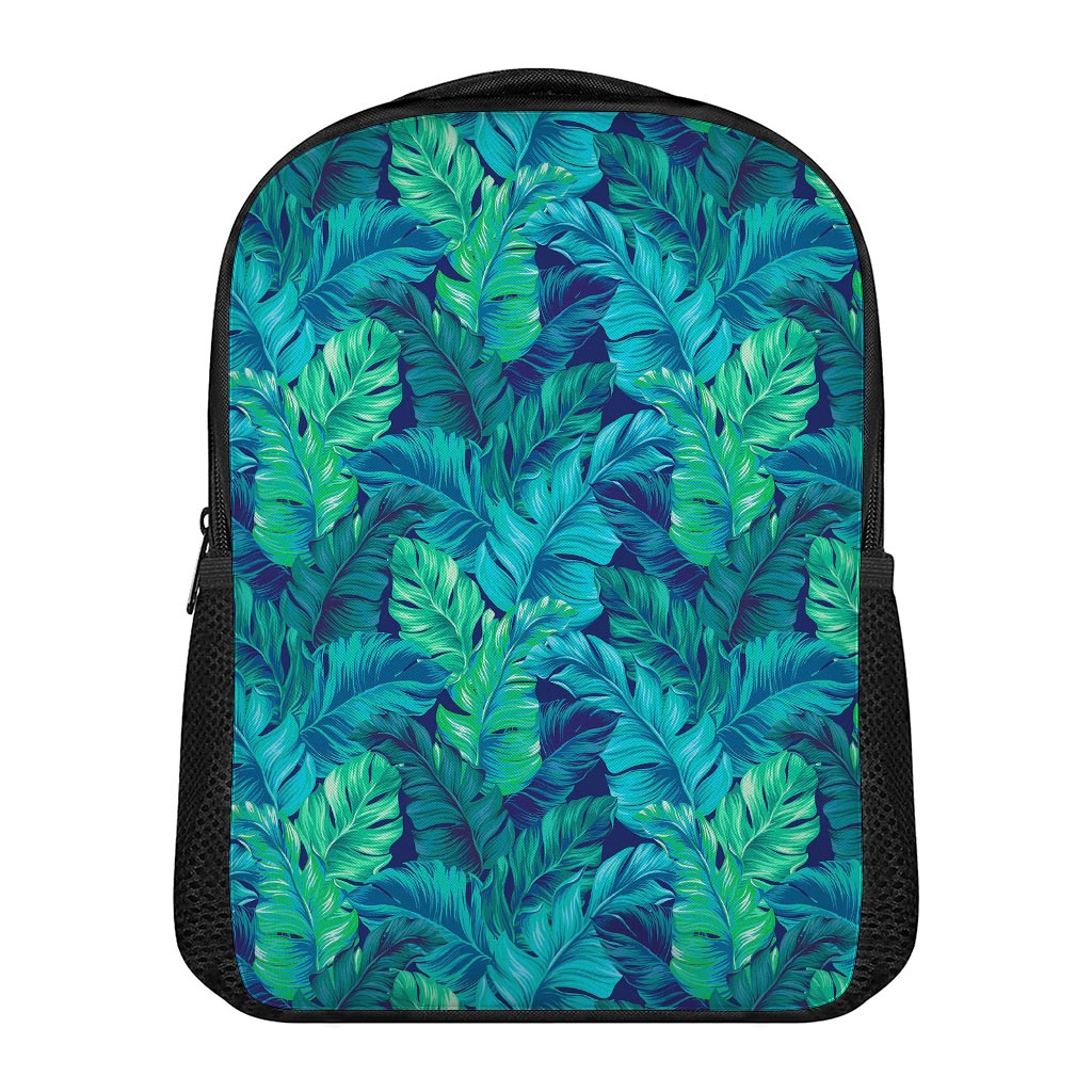 Turquoise Tropical Leaf Pattern Print Casual Backpack