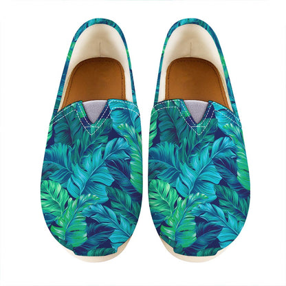 Turquoise Tropical Leaf Pattern Print Casual Shoes