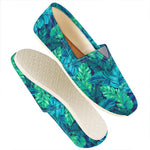 Turquoise Tropical Leaf Pattern Print Casual Shoes