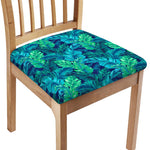 Turquoise Tropical Leaf Pattern Print Chair Cushion Cover
