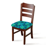 Turquoise Tropical Leaf Pattern Print Chair Cushion Cover
