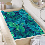 Turquoise Tropical Leaf Pattern Print Changing Pad Cover
