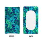 Turquoise Tropical Leaf Pattern Print Changing Pad Cover