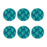 Turquoise Tropical Leaf Pattern Print Coaster Set