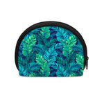 Turquoise Tropical Leaf Pattern Print Coin Purse