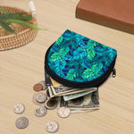 Turquoise Tropical Leaf Pattern Print Coin Purse