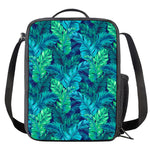 Turquoise Tropical Leaf Pattern Print Crossbody Lunch Bag