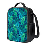 Turquoise Tropical Leaf Pattern Print Crossbody Lunch Bag