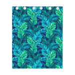 Turquoise Tropical Leaf Pattern Print Curtain