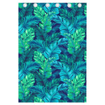 Turquoise Tropical Leaf Pattern Print Curtain