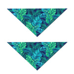 Turquoise Tropical Leaf Pattern Print Dog Bandana