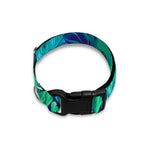Turquoise Tropical Leaf Pattern Print Dog Collar