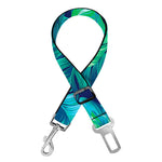 Turquoise Tropical Leaf Pattern Print Dog Seat Belt