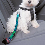 Turquoise Tropical Leaf Pattern Print Dog Seat Belt