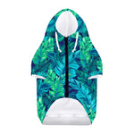 Turquoise Tropical Leaf Pattern Print Dog Zip Up Hoodie