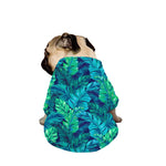 Turquoise Tropical Leaf Pattern Print Dog Zip Up Jacket