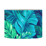 Turquoise Tropical Leaf Pattern Print Drum Lamp Shade