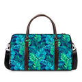 Turquoise Tropical Leaf Pattern Print Duffel Bag