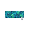 Turquoise Tropical Leaf Pattern Print Extended Mouse Pad