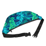 Turquoise Tropical Leaf Pattern Print Fanny Pack