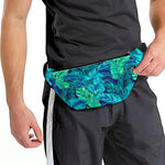 Turquoise Tropical Leaf Pattern Print Fanny Pack