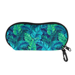 Turquoise Tropical Leaf Pattern Print Glasses Case