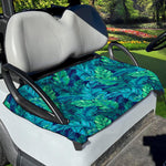 Turquoise Tropical Leaf Pattern Print Golf Cart Seat Cover