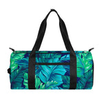 Turquoise Tropical Leaf Pattern Print Gym Bag