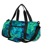 Turquoise Tropical Leaf Pattern Print Gym Bag