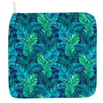 Turquoise Tropical Leaf Pattern Print Hand Towel