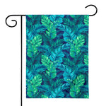 Turquoise Tropical Leaf Pattern Print House Flag