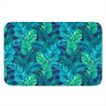 Turquoise Tropical Leaf Pattern Print Indoor Door Mat