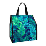 Turquoise Tropical Leaf Pattern Print Insulated Lunch Tote