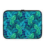 Turquoise Tropical Leaf Pattern Print Laptop Sleeve
