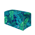Turquoise Tropical Leaf Pattern Print Leather Tissue Box Cover