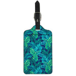Turquoise Tropical Leaf Pattern Print Luggage Tag