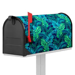 Turquoise Tropical Leaf Pattern Print Mailbox Cover