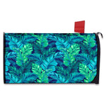 Turquoise Tropical Leaf Pattern Print Mailbox Cover