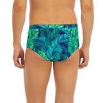 Turquoise Tropical Leaf Pattern Print Men's Briefs