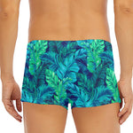 Turquoise Tropical Leaf Pattern Print Men's Short Boxer Briefs