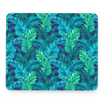 Turquoise Tropical Leaf Pattern Print Mouse Pad