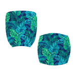 Turquoise Tropical Leaf Pattern Print Office Chair Cover