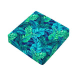 Turquoise Tropical Leaf Pattern Print Outdoor Seat Cushion Cover