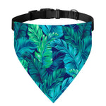 Turquoise Tropical Leaf Pattern Print Over The Collar Dog Bandana