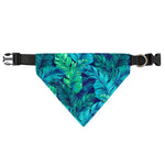Turquoise Tropical Leaf Pattern Print Over The Collar Dog Bandana