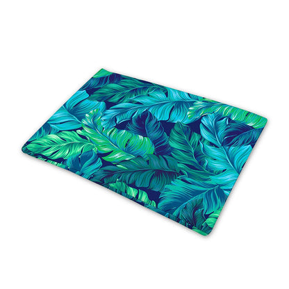 Turquoise Tropical Leaf Pattern Print Pet Cooling Mat Cover
