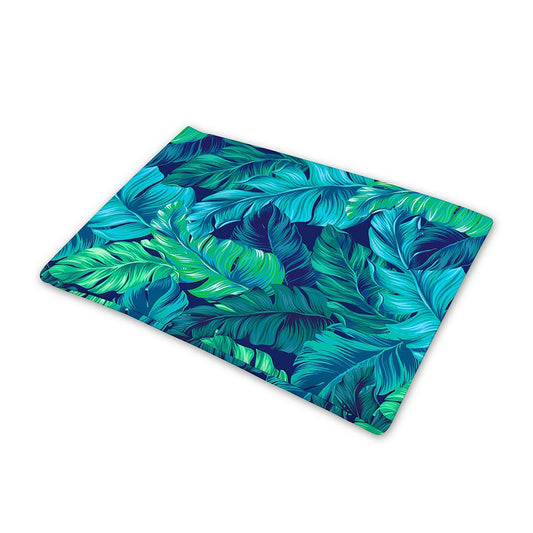 Turquoise Tropical Leaf Pattern Print Pet Cooling Mat Cover